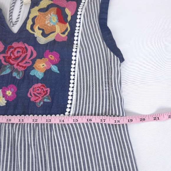 Savanna Jane Women’s Boho Floral Stripes Summer Shift Mini Dress Size M - Picture 5 of 9